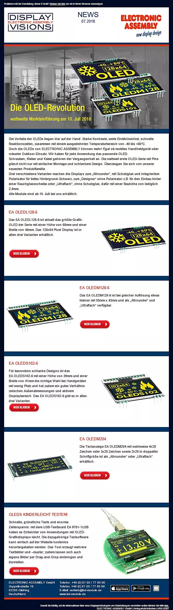 Oled avec broches Oled avec broches