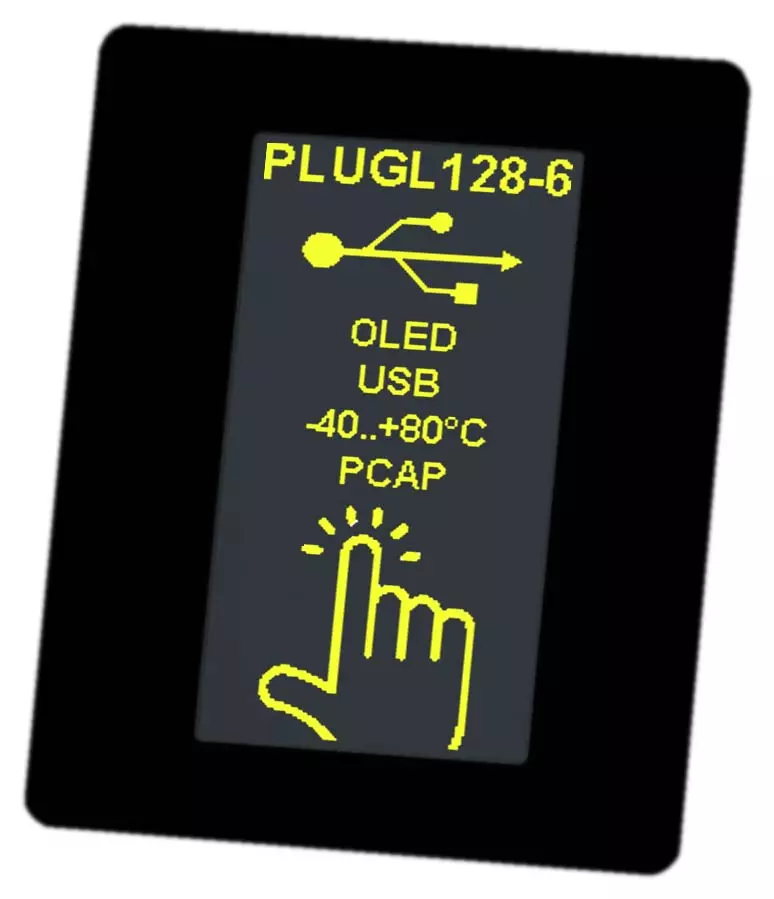 Module de caractères HMI Affichage sous forme d'OLED avec USB, RS232, I²C et SPI. Incl. écran tactile PCAP pour l'industrie, l'automobile et la technique médicale Module de caractères HMI Affichage sous forme d'OLED avec USB, RS232, I²C et SPI. Incl. écran tactile PCAP pour l'industrie, l'automobile et la technique médicale