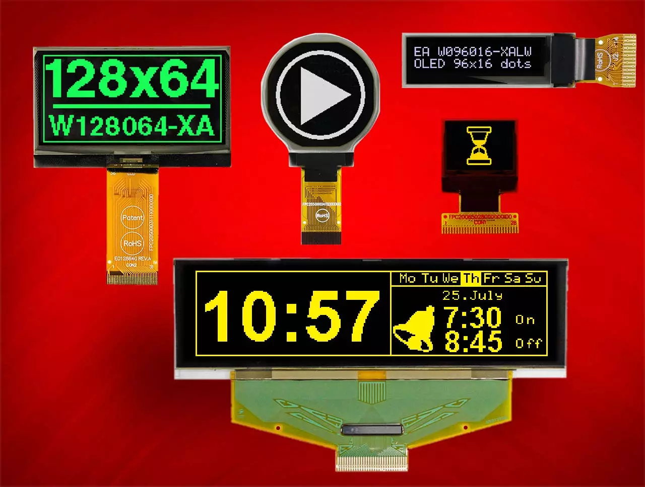 Petits écrans graphiques OLED avec câble flexible