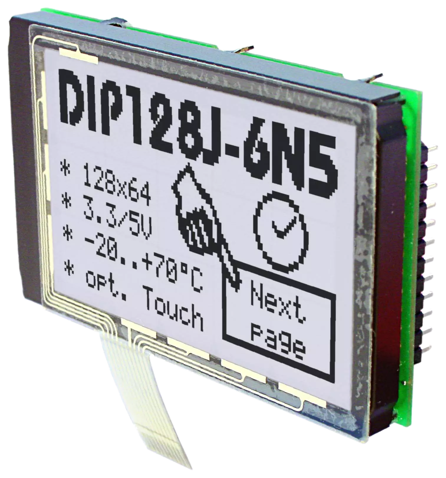 Ecrans en technique Chip on Board (COB), ici EA DIP128 comme écran graphique avec 128x64 pixels Ecrans en technique Chip on Board (COB), ici EA DIP128 comme écran graphique avec 128x64 pixels